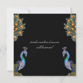 Elegantes Watercolor Pfau Silvester-Party Einladung (Rückseite)