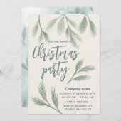 Elegantes Watercolor Pine Filiale Weihnachts-Party Einladung (Vorne/Hinten)