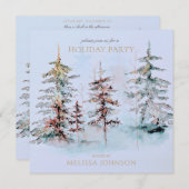 Elegantes Watercolor Pine Forest Weihnachts-Party Einladung (Vorne/Hinten)