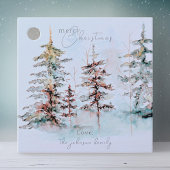 Elegantes Watercolor Pine Forest Weihnachtsgeschen Geschenkanhänger