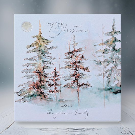 Elegantes Watercolor Pine Forest Weihnachtsgeschen Geschenkanhänger