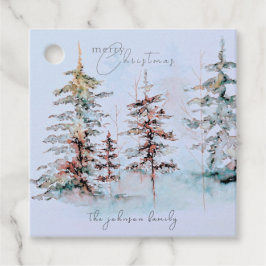 Elegantes Watercolor Pine Forest Weihnachtsgeschen Geschenkanhänger