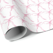 Elegantes Watercolor Pink Bow Muster Geschenkpapier (Rolleneckpunkt)