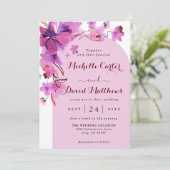 Elegantes Watercolor Pink Florals Einladung zur Ho (Stehend Vorderseite)