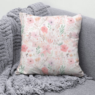 Elegantes Watercolor Pink Pastel Floral Muster Kissen