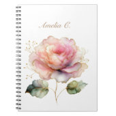 Elegantes Watercolor Pink Rose Weißes Notebook Notizblock (Vorderseite)