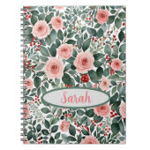 Elegantes Watercolor Pink Roses Notebook Notizblock (Vorderseite)