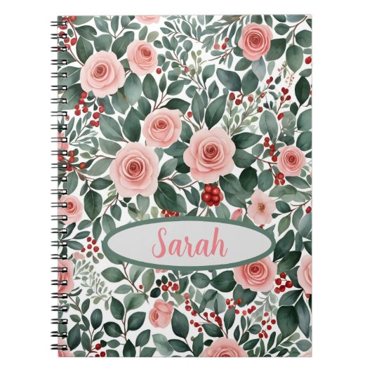 Elegantes Watercolor Pink Roses Notebook Notizblock (Vorderseite)