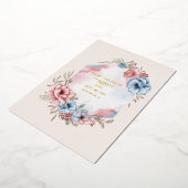 Elegantes Watercolor Pink und Blue Florals Wedding Folieneinladung (Gedreht)
