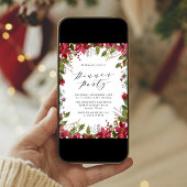 Elegantes Watercolor Poinsettia Party zum Abendess Einladung