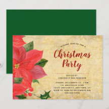 Elegantes Watercolor Poinsettia Weihnachtsfest Par