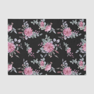 Elegantes Watercolor Poinsettias auf schwarzem Gru Seidenpapier