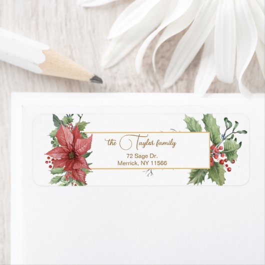 Elegantes Watercolor Poinsettias & Holly (Insitu)