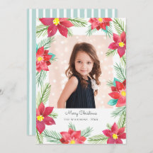 Elegantes Watercolor Poinsettias Weihnachtsfest Fo