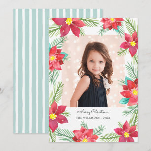 Elegantes Watercolor Poinsettias Weihnachtsfest Fo Feiertagskarte