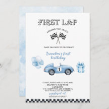 Elegantes Watercolor Race Car erste Geburtstagspar