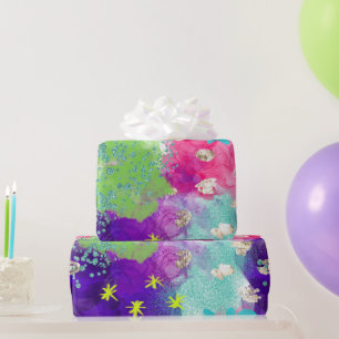 Elegantes Watercolor Rainbow Neon Iridescent Patte Geschenkpapier