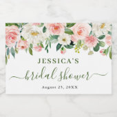 Elegantes Watercolor Rosa Blume Brautparty Schaumweinetikett (Einzelnes Label)