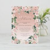 Elegantes Watercolor Rosa Brautparty Einladung (Stehend Vorderseite)