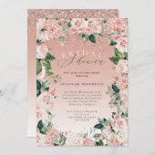 Elegantes Watercolor Rosa Brautparty Einladung (Vorne/Hinten)