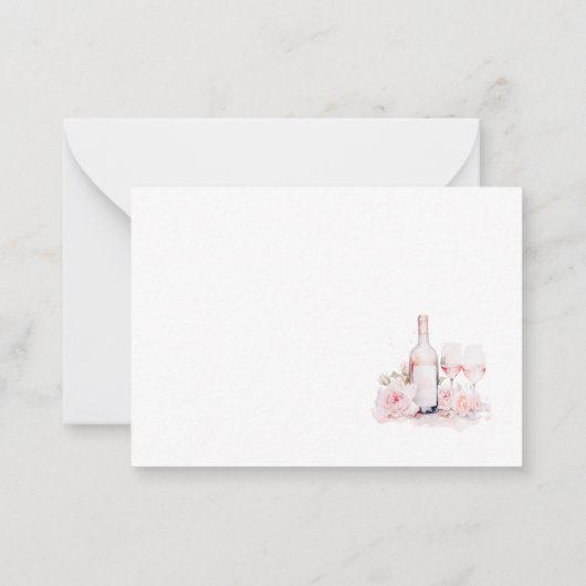 Elegantes Watercolor Rosa Brautparty Mitteilungskarte (Rückseite)