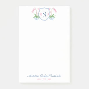 Elegantes Watercolor Rosa Orchid Pink Blue Monogra Post-it Klebezettel