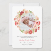 Elegantes Watercolor Rosa Rosenblumen Foto Geburt Ankündigung (Vorderseite)