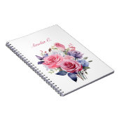 Elegantes Watercolor Rose Bouquet Weißes Notebook Notizblock (Rechte Seite)