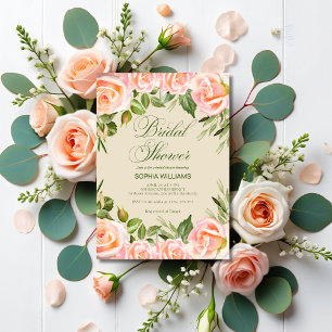 Elegantes Watercolor Rose Brautparty Einladung