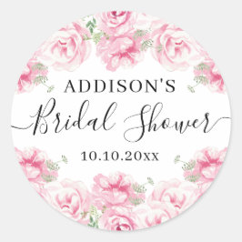 Elegantes Watercolor-Rose-Brautparty Runder Aufkleber