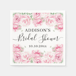 Elegantes Watercolor-Rose-Brautparty Serviette