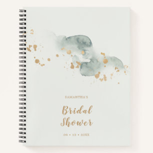 Elegantes Watercolor Sage Gold Brautparty Notizblock