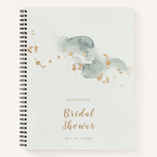 Elegantes Watercolor Sage Gold Brautparty Notizblock (Vorderseite)