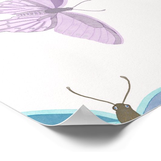 Elegantes Watercolor Schmetterlinge Schönes Design Poster (Ecke)