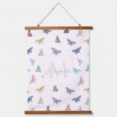 Elegantes Watercolor Schmetterlinge Schönes Design Wandteppich Mit Holzrahmen (Vorderseite)