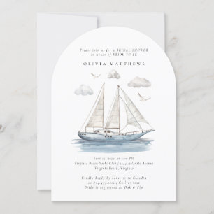 Elegantes Watercolor Segelyacht-Brautparty Einladung