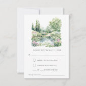 Elegantes Watercolor Sommergarten Landschaft RSVP Karte (Vorderseite)