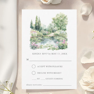 Elegantes Watercolor Sommergarten Landschaft RSVP Karte