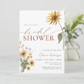 Elegantes Watercolor Sonnenblumen Brautparty Einladung (Stehend Vorderseite)