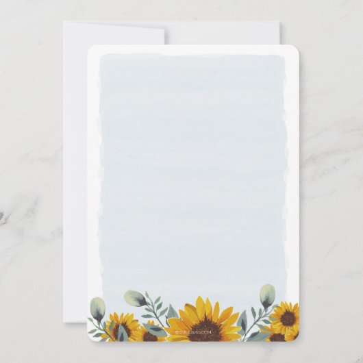 Elegantes Watercolor Sonnenblumen Brautparty Einladung (Rückseite)