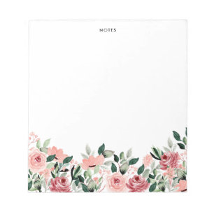 Elegantes Watercolor Spring Blooms Floral Monogram Notizblock