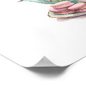 Elegantes Watercolor Tea Party Gold Pink Kinderdus Poster (Ecke)