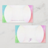 Elegantes Watercolor Template Hand Script Monogram Mitteilungskarte (Vorne/Hinten)