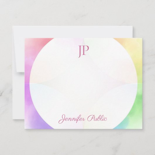 Elegantes Watercolor Template Script Monogram Mode Mitteilungskarte (Vorderseite)