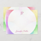 Elegantes Watercolor Template Script Monogram Mode Mitteilungskarte (Vorne/Hinten)