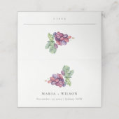 Elegantes Watercolor Traubenblatt Rustikale Hochze Platzkarte (Außenseite Aufgefaltet)