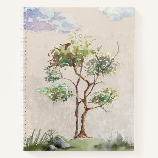 Elegantes Watercolor Tree Notebook Notizblock (Vorderseite)