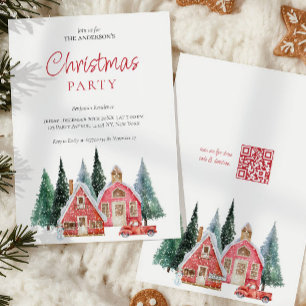 Elegantes Watercolor Tree QR Code Weihnachtsgebäck Feiertagskarte