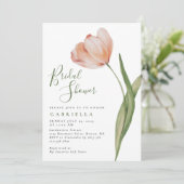 Elegantes Watercolor Tulip Grünes Brautparty Einladung (Stehend Vorderseite)