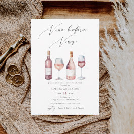Elegantes Watercolor Vino vor dem Vows-Brautparty Einladung